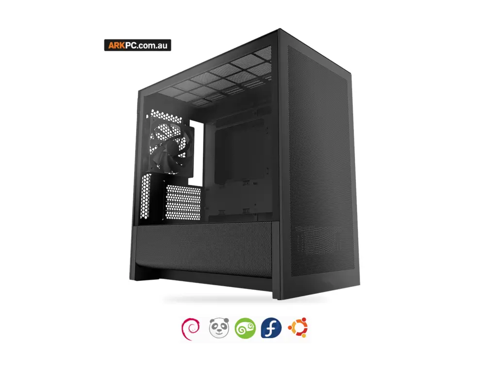 New Linux Desktop PC Pro Intel Core Ultra 7 16GB DDR5 RAM 256GB NVMe – angled view