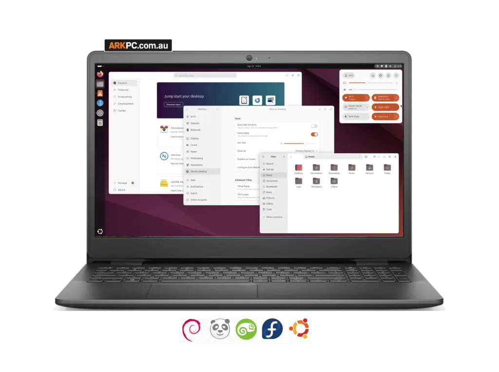 Refurbished Linux Laptop Intel Core i5 15.6-inch 8GB 256GB NVMe with Ubuntu on screen